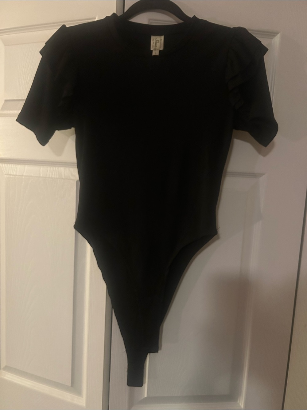 Black Ruffle Sleeve Women's Bodysuit